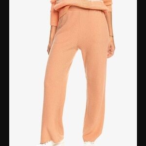 Roxy Women L Peach Casual Beach High-Rise Twilight Mood Cozy Thermal Pant NWT